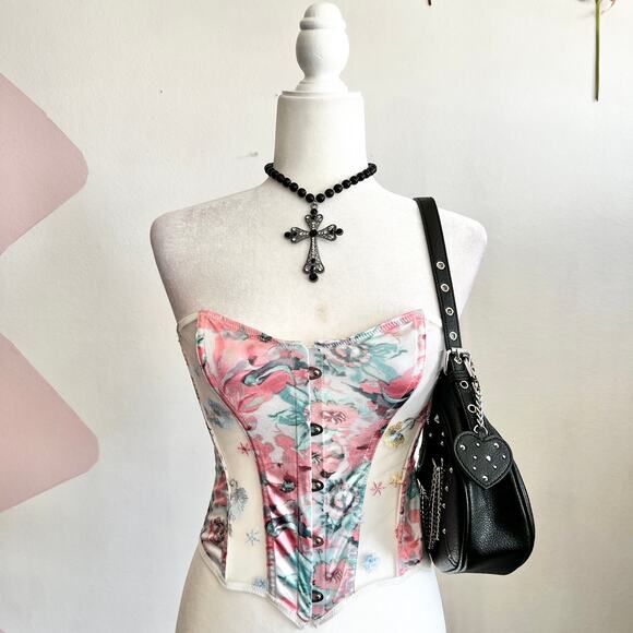 Coquette Pink Corset Top,‎ Y2K, Romantic, Fairycore, Medium, Coquette - Picture 1 of 4